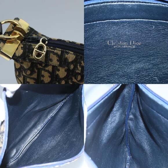 DIOR Trotter Canvas Shoulder Bag Navy Gold - Picture 11 of 12
